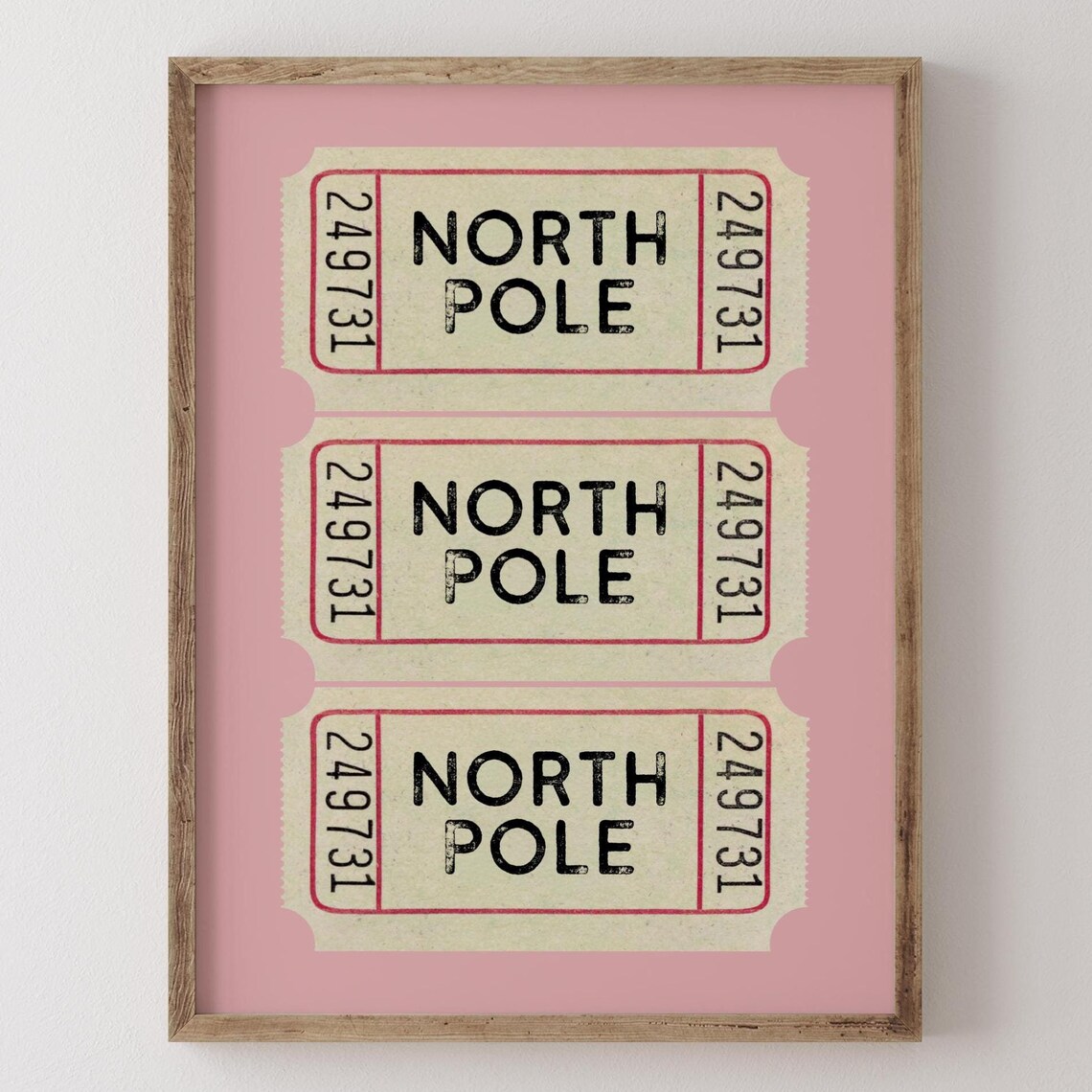 North Pole Ticket, Vintage Christmas Art Print - Image 4