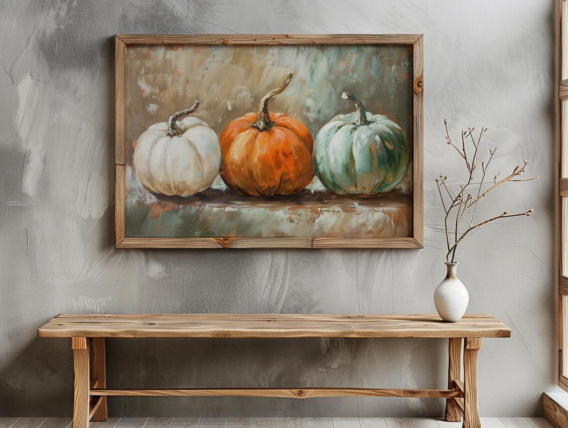 Autumn Pumpkin Gourd Painting, Rustic Fall Decor - Image 4
