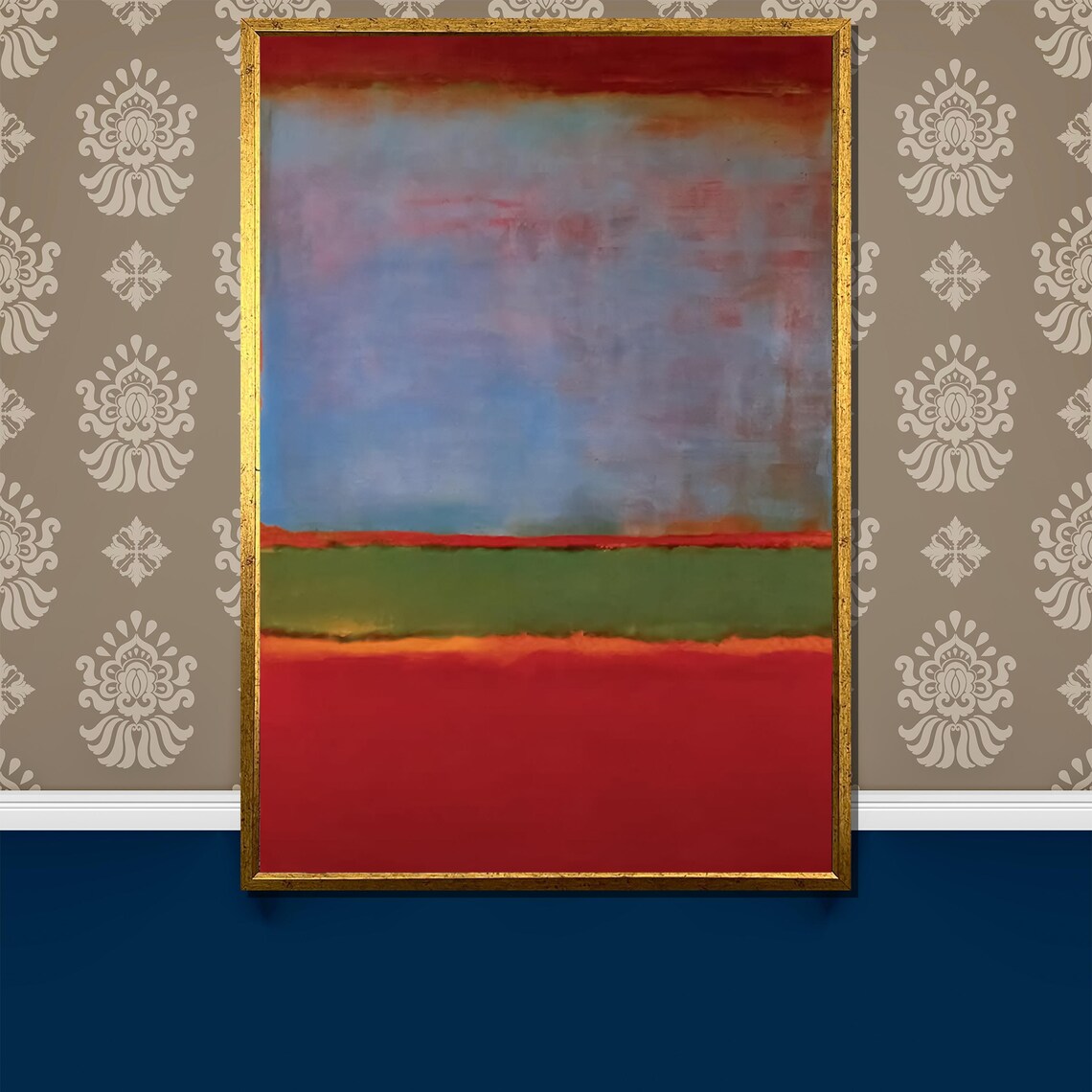 Vibrant Blue, Red and Green Abstract Wall Art Print