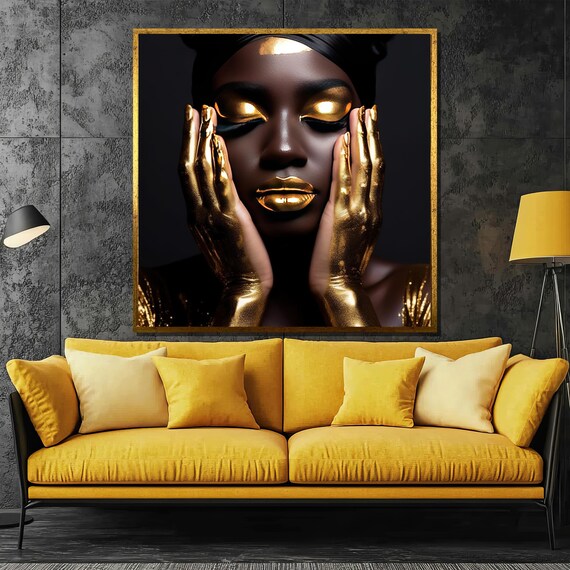 Golden Glamour Woman Portrait In Black And Gold Luxury Art Poster