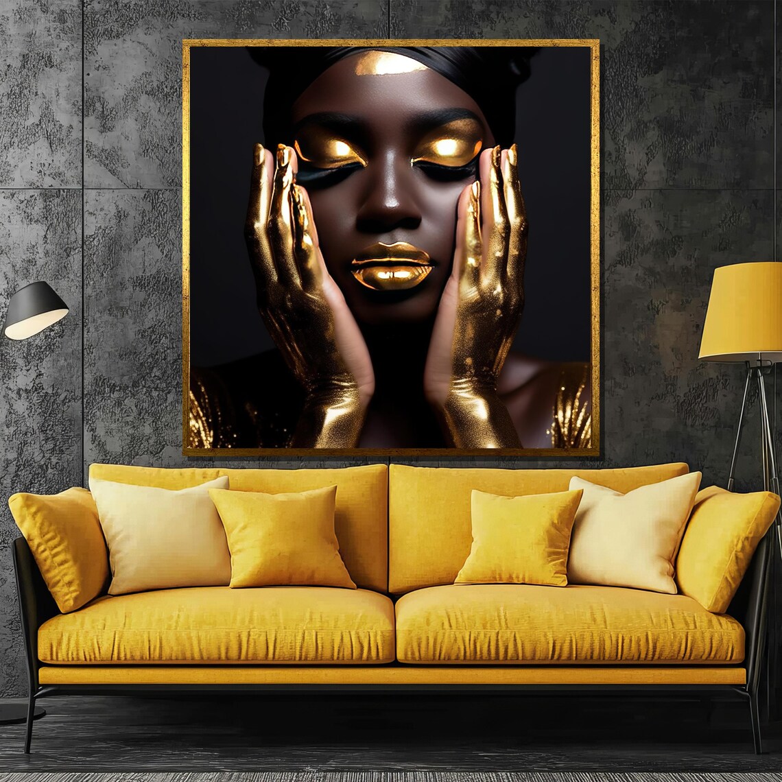 Golden Glamour Woman Portrait In Black And Gold Luxury Art Poster