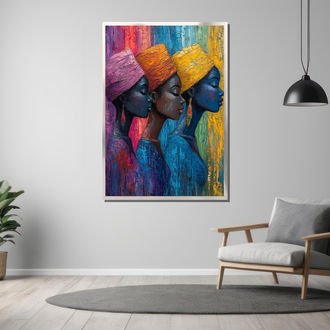 African Women Trio In Colorful Headwraps Cultural Art Poster - Image 3