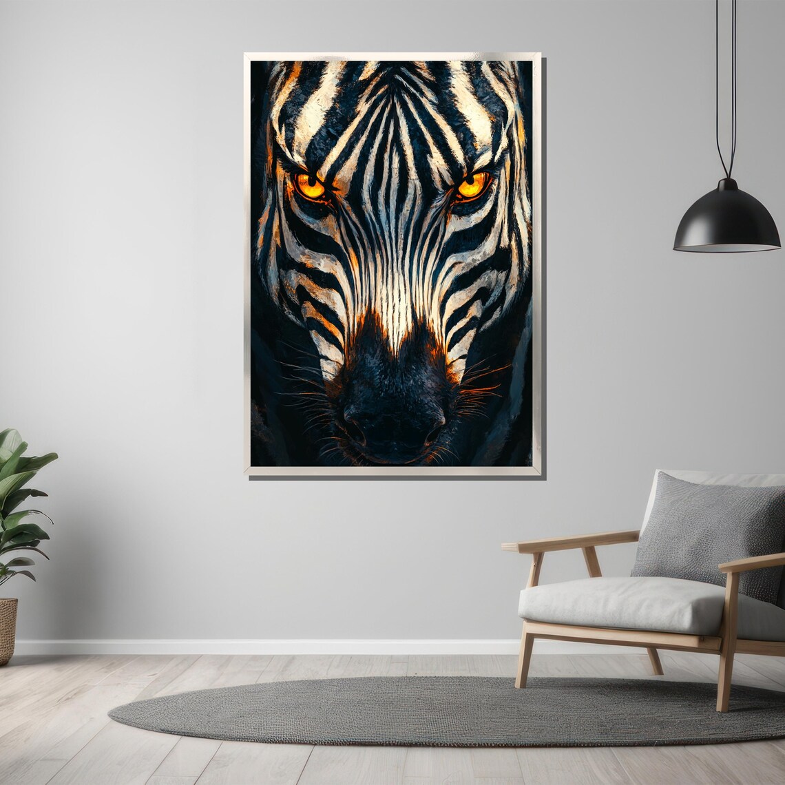 Zebra Face Close Up Striking Golden Eyes Wildlife Art Poster - Image 3