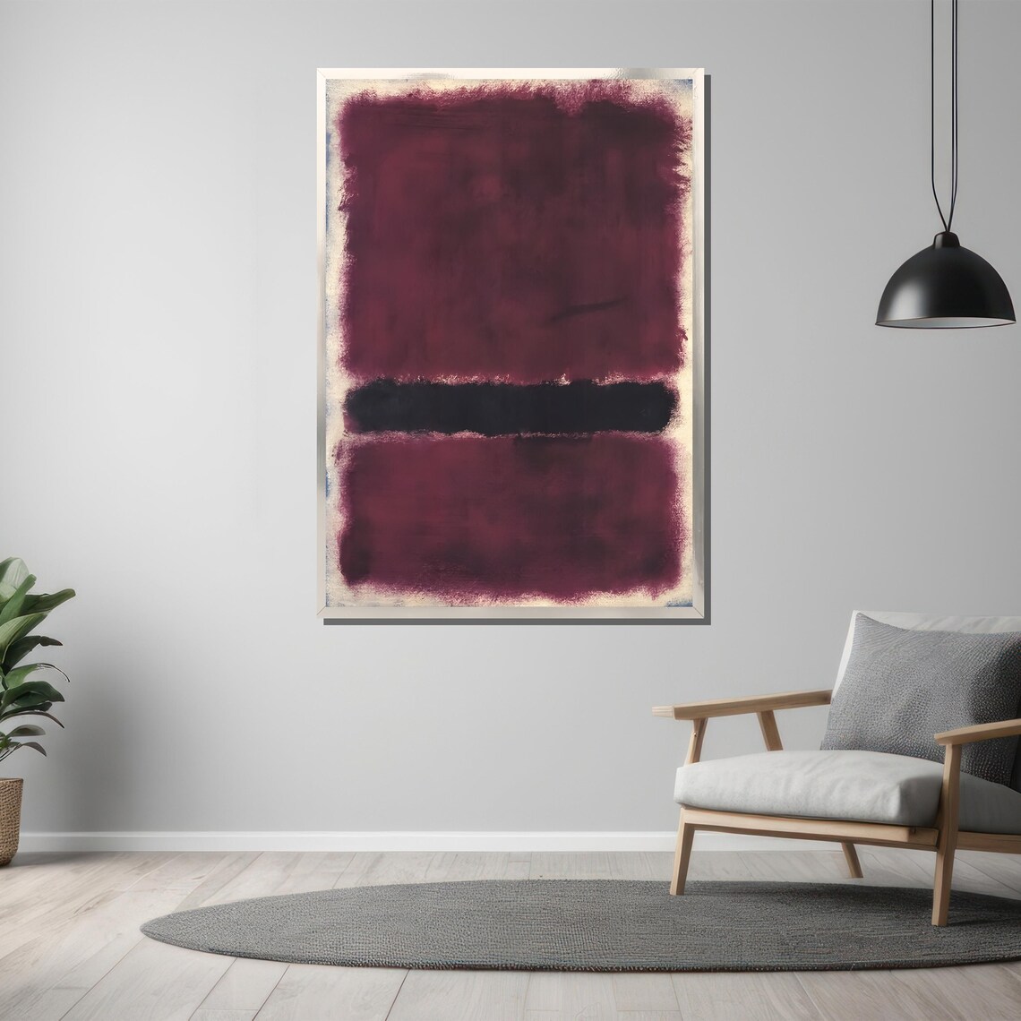 Rothko-Style Plum Black Banded Color-Field Abstract Art Poster - Image 3