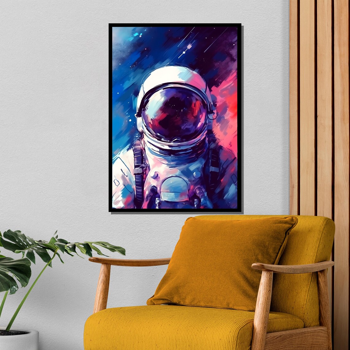 Astronaut Portrait In Cosmic Nebula Blue Pink Space Art Poster - Image 4