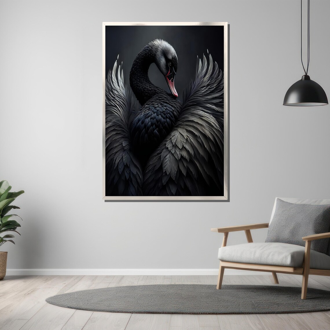 Elegant Black Swan Dark Moody Feathered Beauty Wildlife Art Poster - Image 3