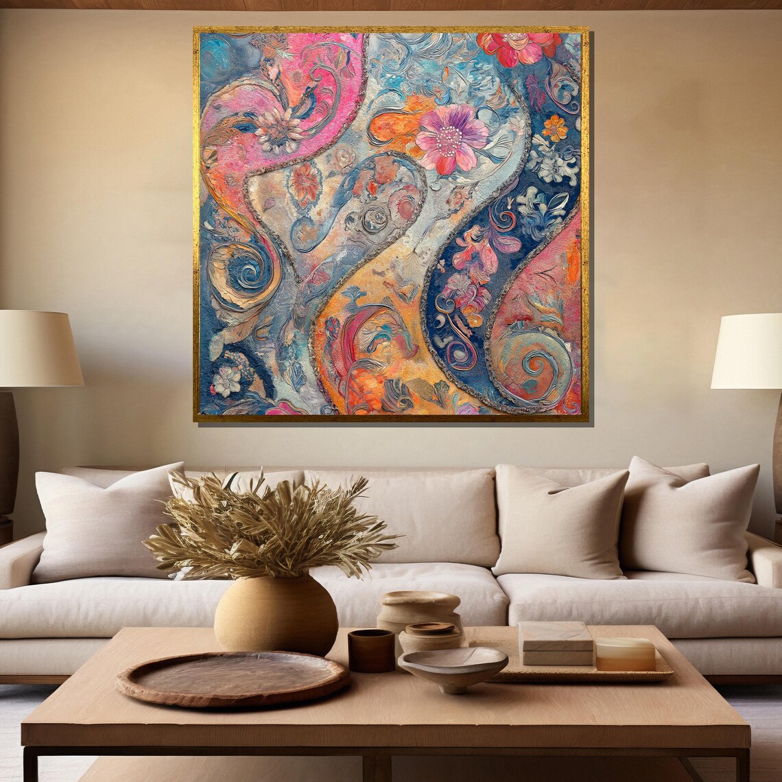 Colorful Floral Abstract Paisley Textured Bohemian Art Poster - Image 5