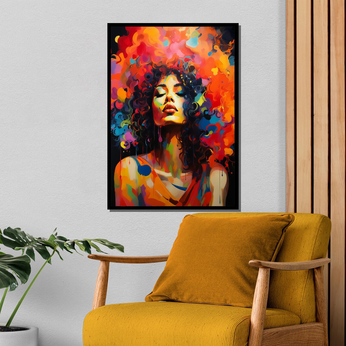Vibrant Expressionist Woman Face In Fiery Colors Contemporary Poster - Image 4