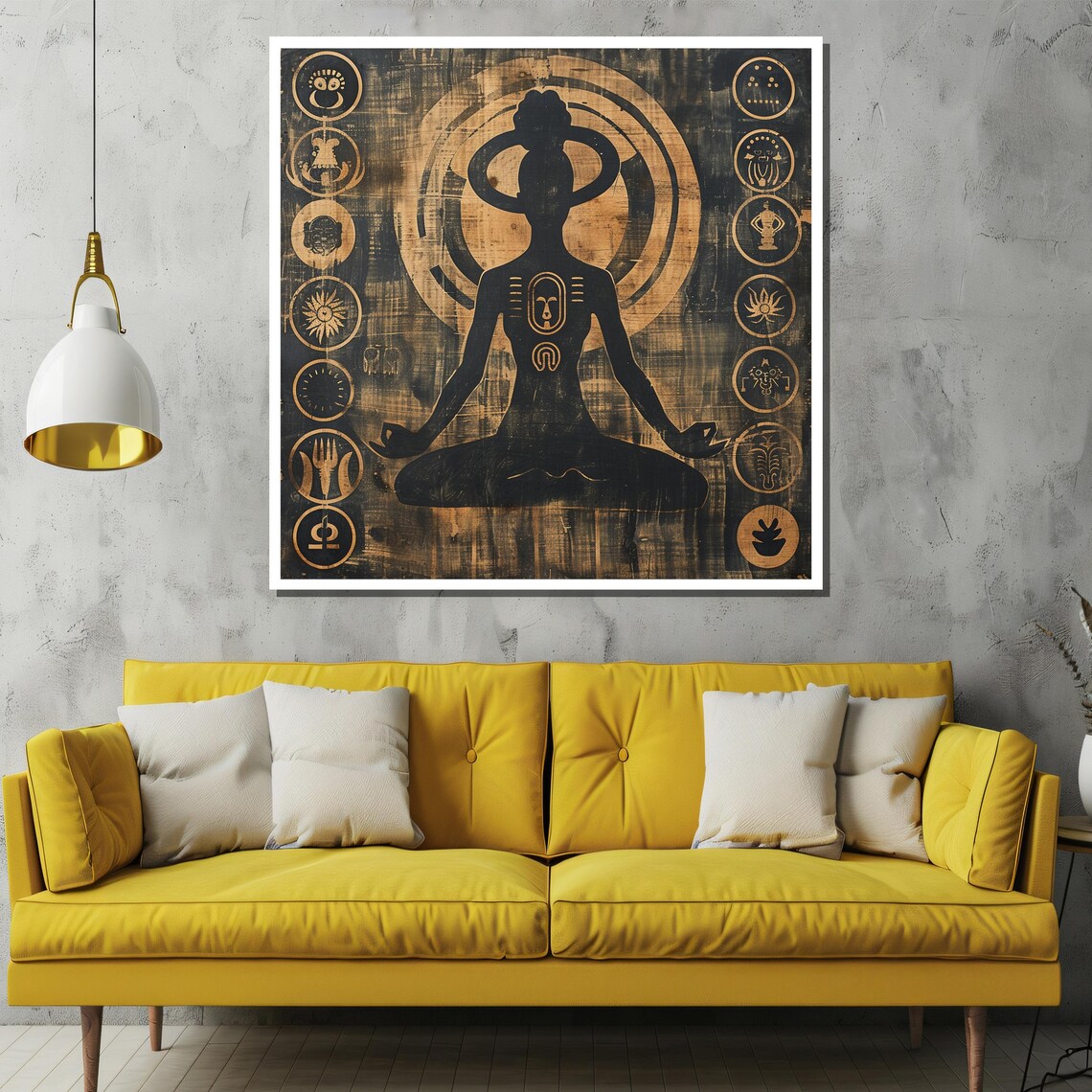 Meditating Woman Silhouette In Black And Gold Zen Art Poster - Image 2