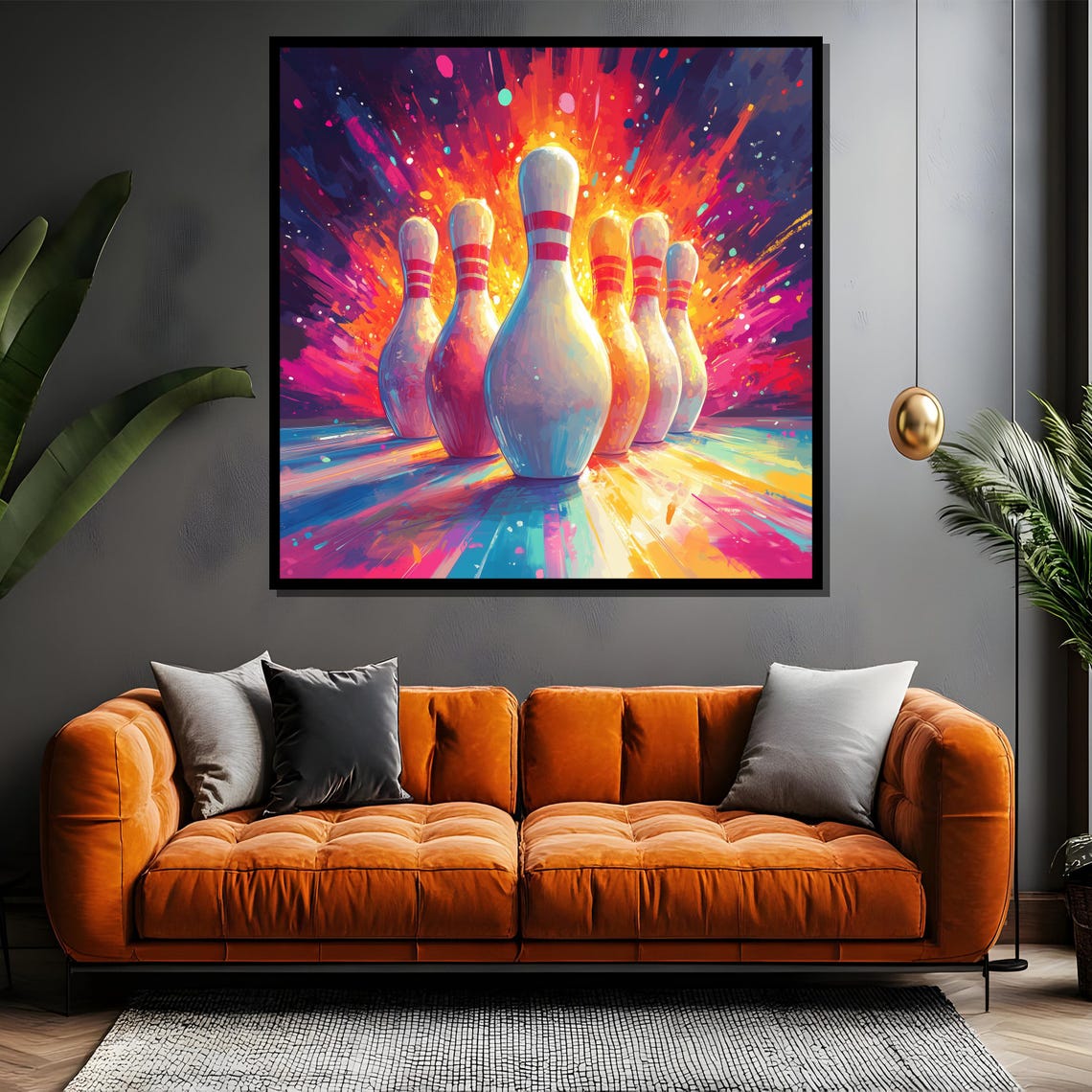 Explosive Pop Art Bowling Pins in a Colorful Strike Party Poster - Image 4