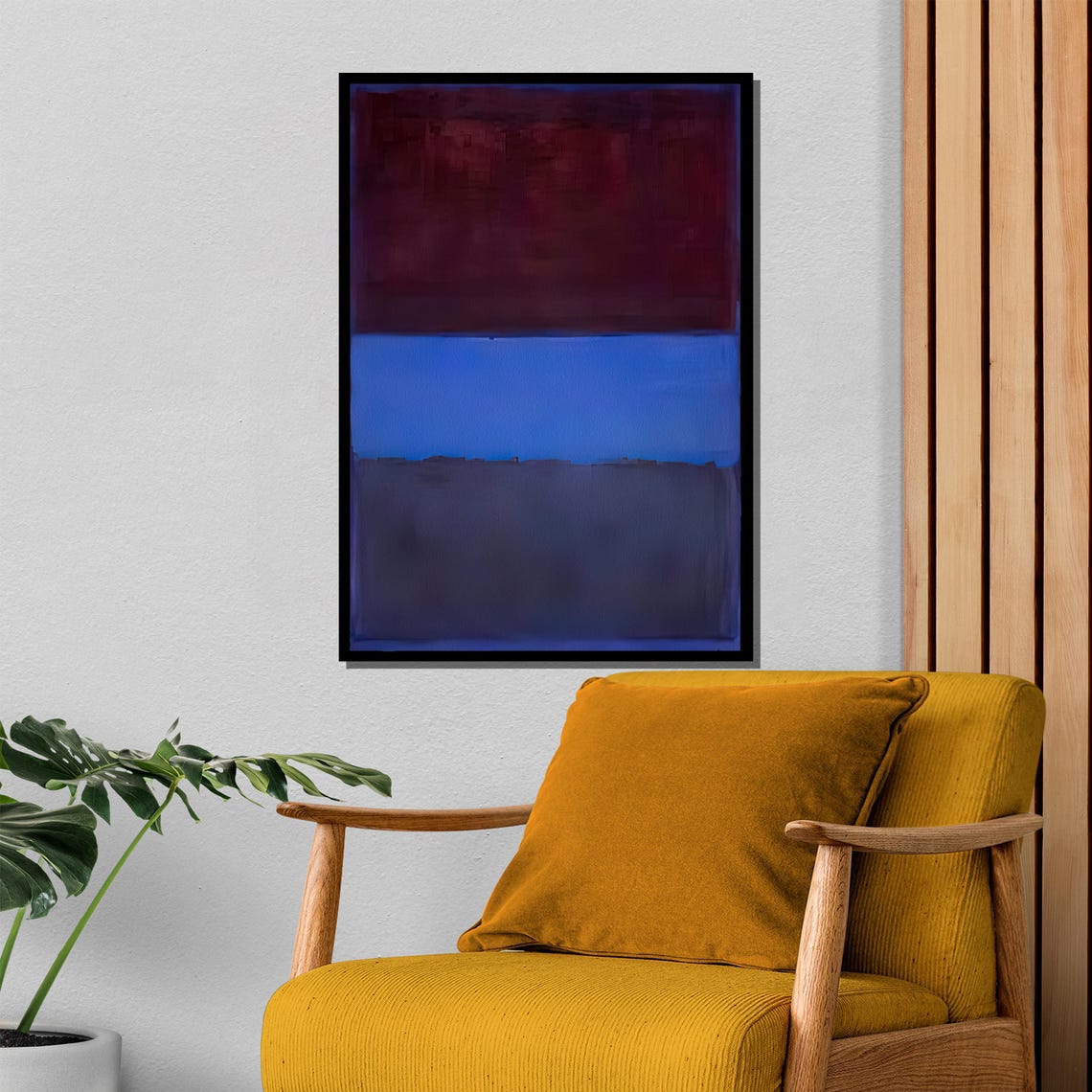 Deep Burgundy And Royal Blue Luxurious Color Field Statement Poster - Image 4