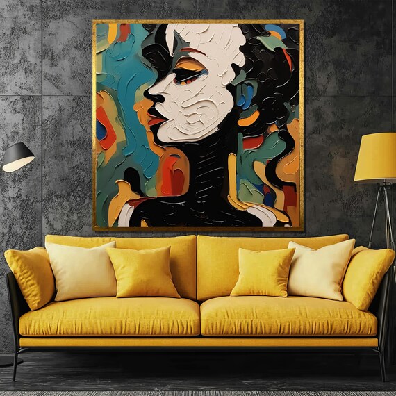 Colorful Abstract Woman Profile with Thick Impasto Strokes Poster