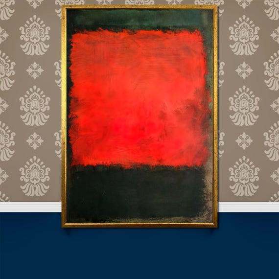 Bold Abstract Painting By Mark Rothkos Red And Deep Green Palette Vibrant Statement Art Gift For Modern Homes