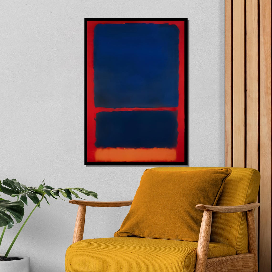 Rothko Style Deep Blue And Vibrant Red Color Field Abstract Poster - Image 4
