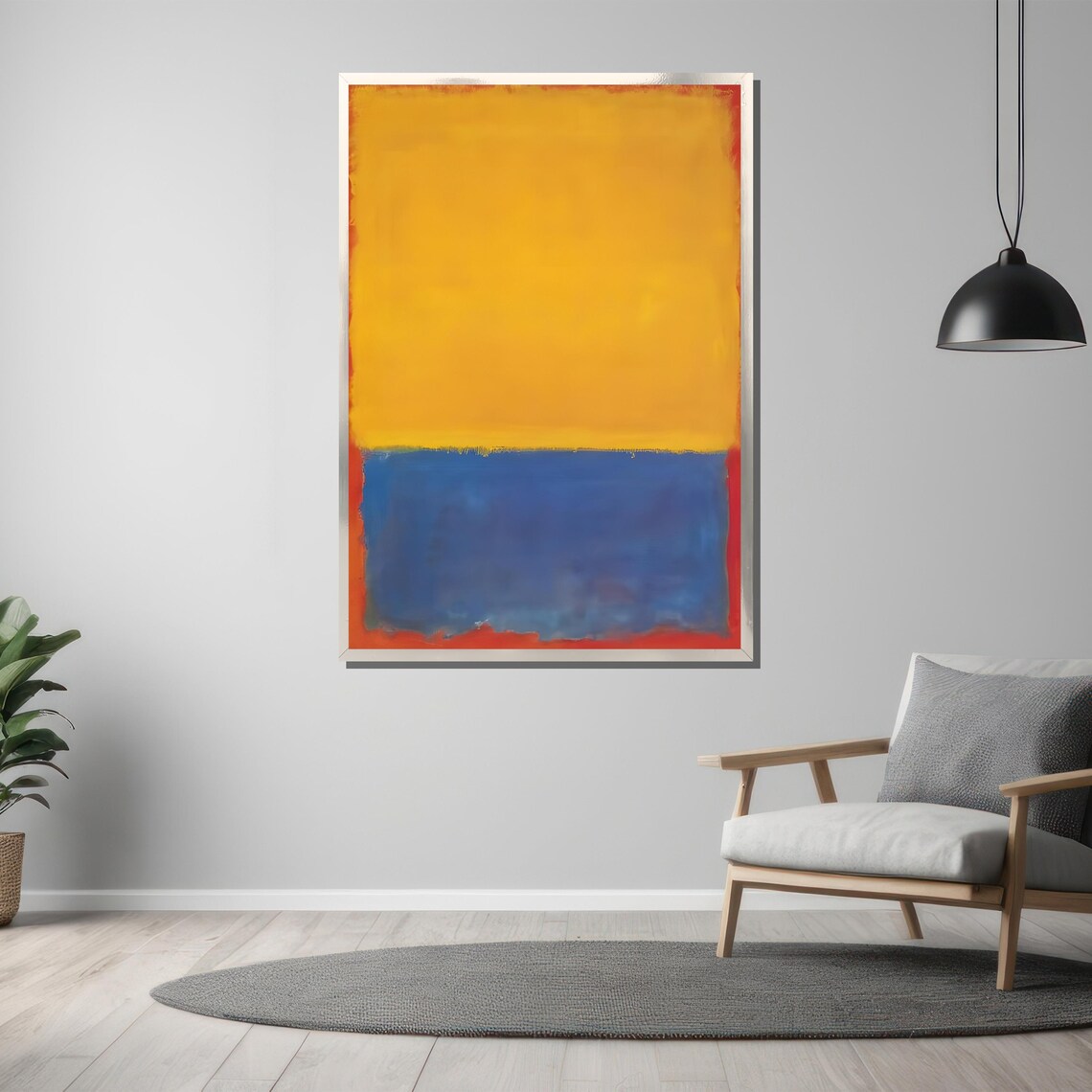 Golden Yellow and Blue Color Field Rothko Inspired Abstract Poster - Image 3