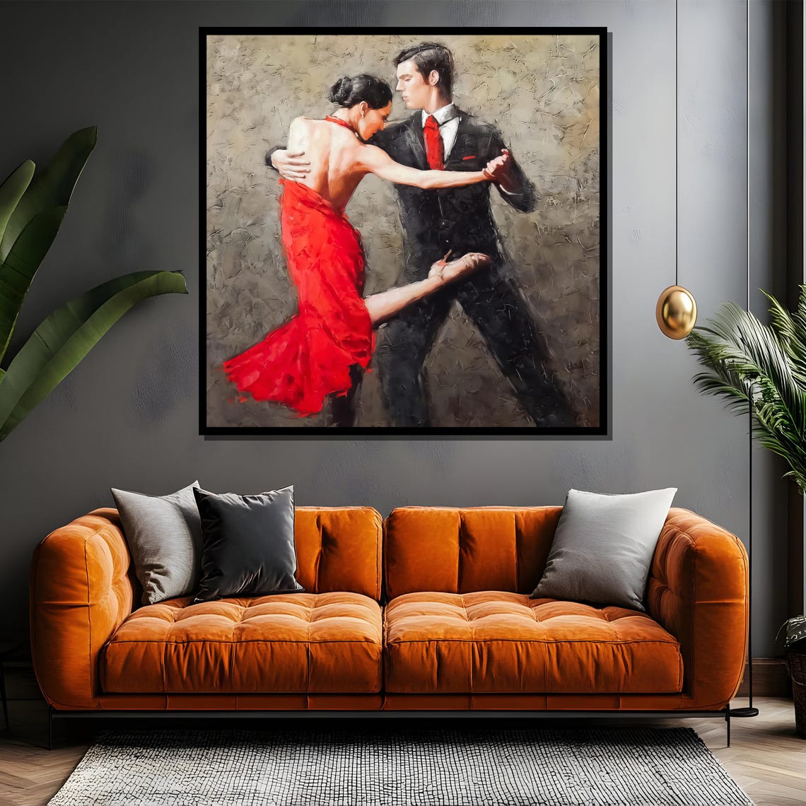 Tango Couple in Red Dress and Black Suit Dramatic Art Poster - Image 4
