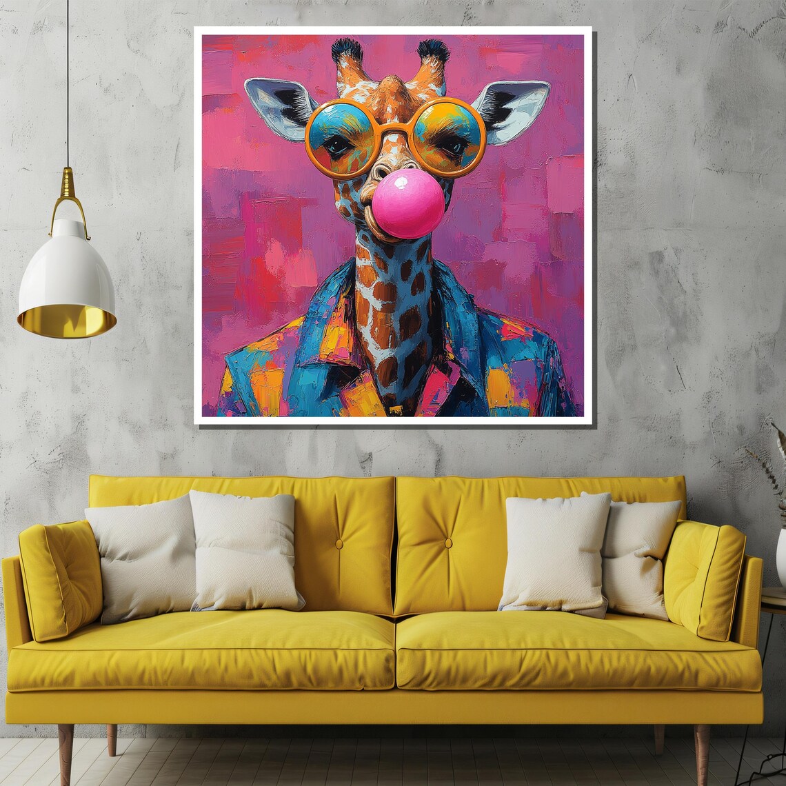 Colorful Giraffe Pop Art Bubble Gum Art Print - Image 2