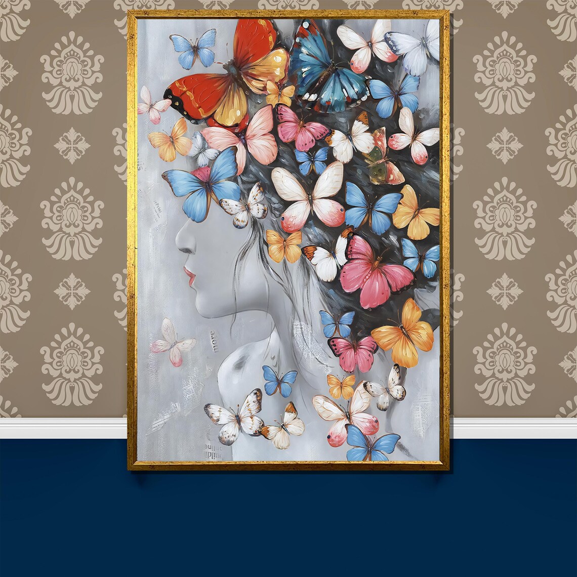 Butterfly Woman Whimsical Art Print, Home Office Decor