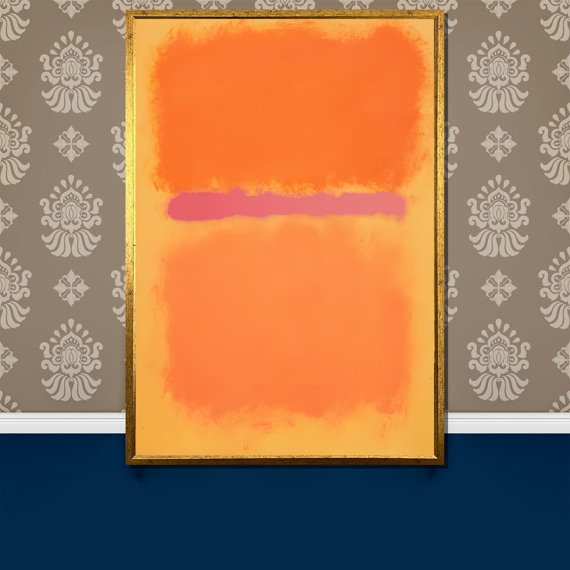 Orange and Pink Stripe Color Field Rothko Inspired Abstract Poster