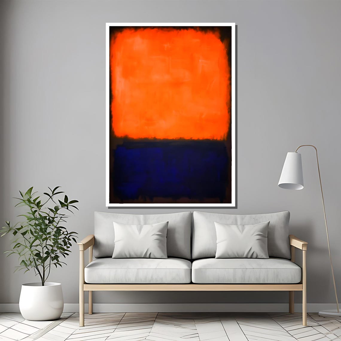 Rothko Style Bold Orange And Deep Blue Color Field Abstract Poster - Image 2
