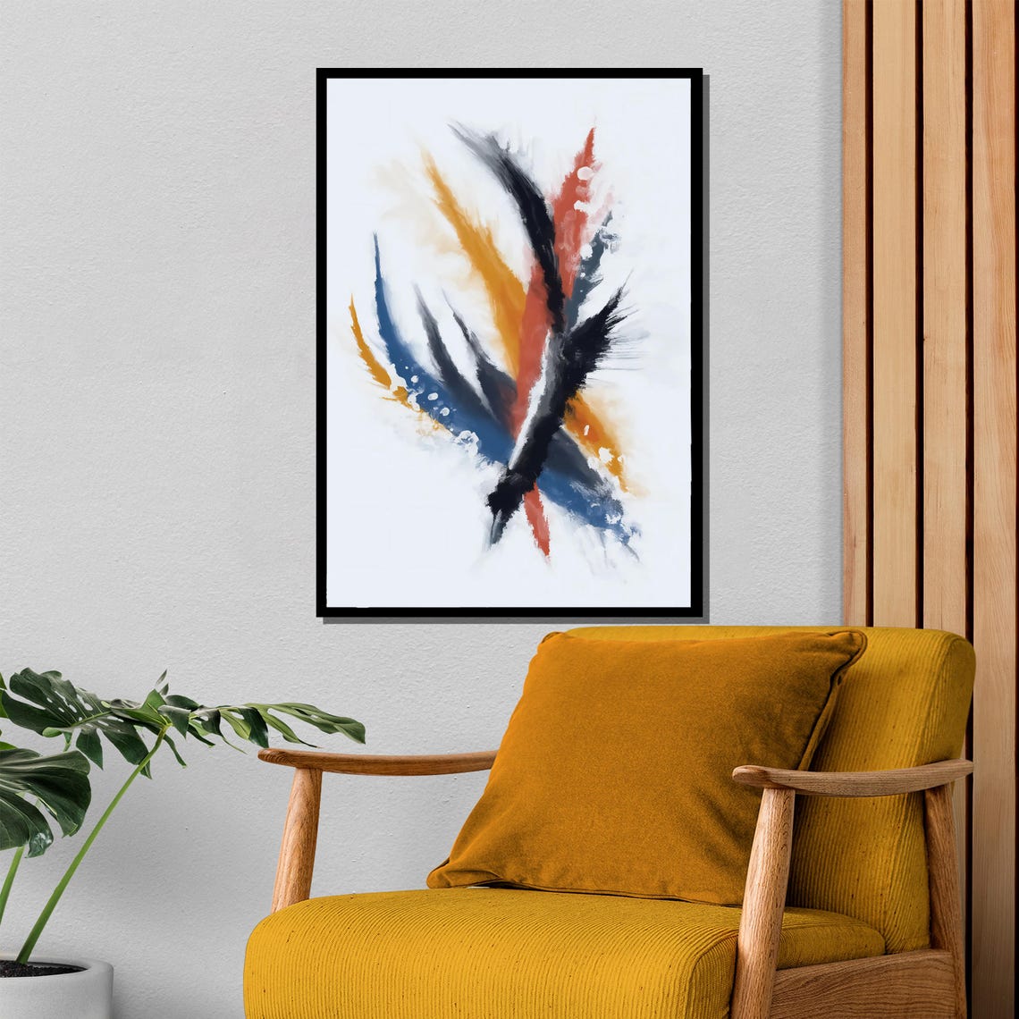 Dynamic Brushstroke Abstract White Background Modern Art Poster - Image 4