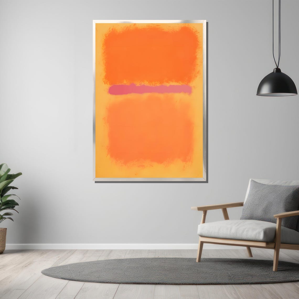 Orange and Pink Stripe Color Field Rothko Inspired Abstract Poster - Image 3