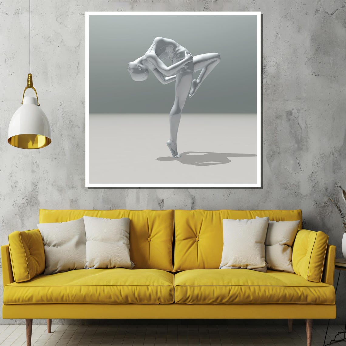 Minimalist White Ballerina Sculpture Bending Pose Wall Poster - Image 2