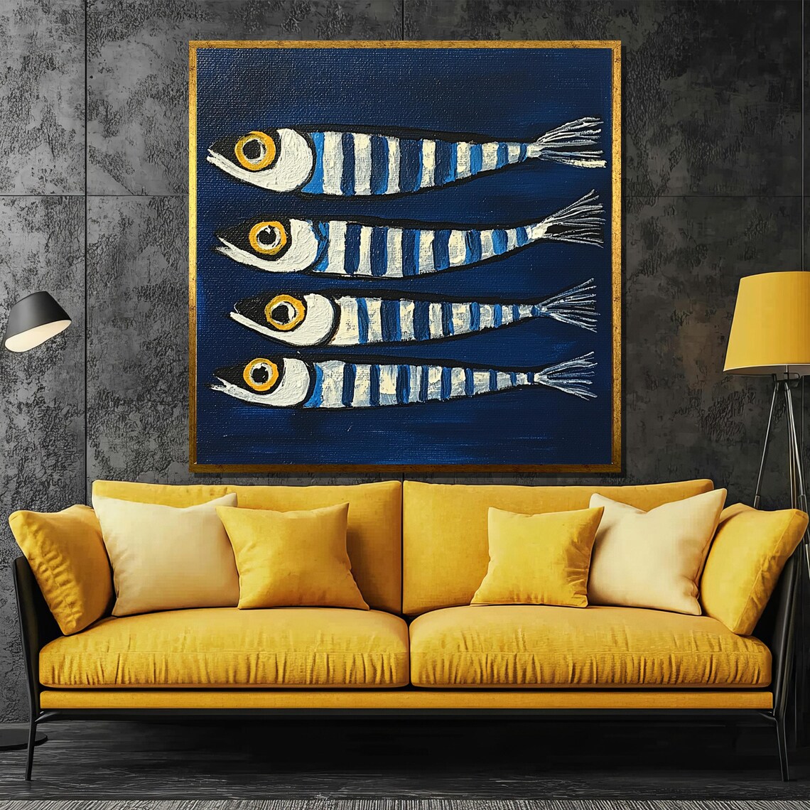 Whimsical Sardines Nautical Theme Wall Art Print