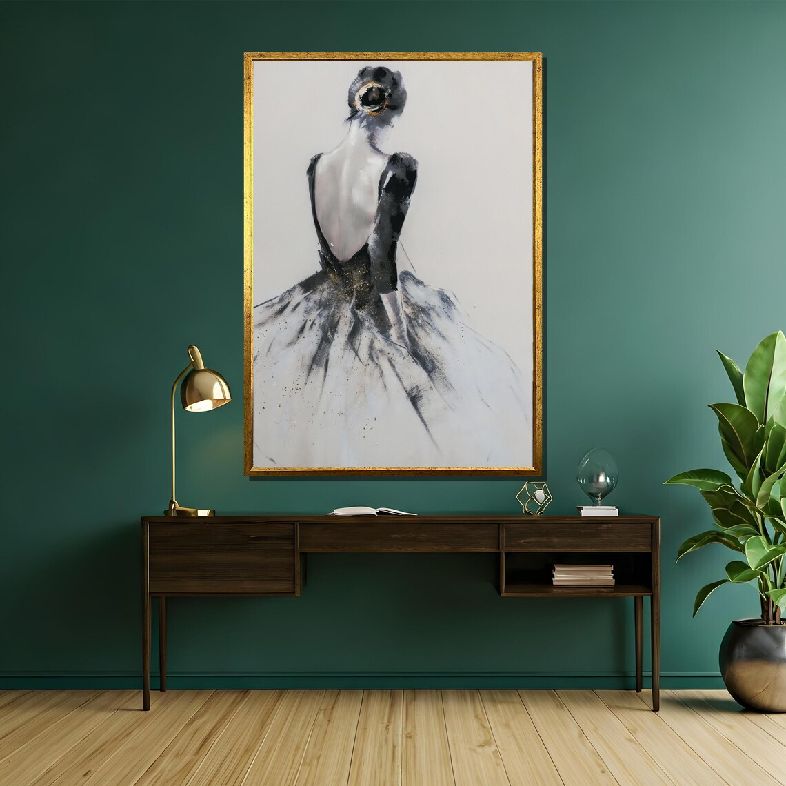 Elegant Ballerina Back Pose In Flowing Gown Dance Art Poster - Image 5