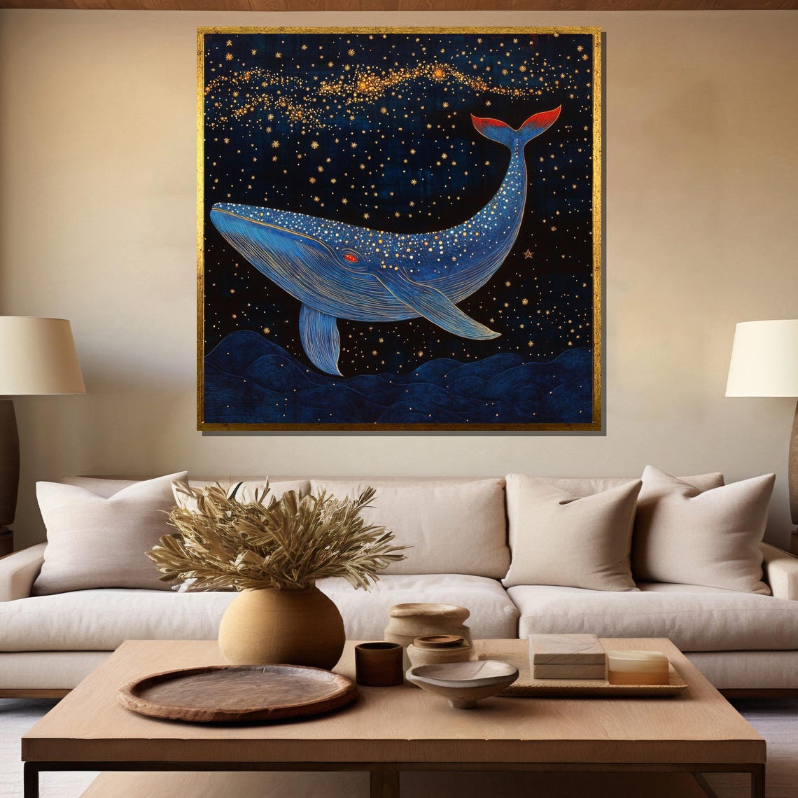 Cosmic Blue Whale Swimming Through A Starry Galaxy Night Poster - Image 5