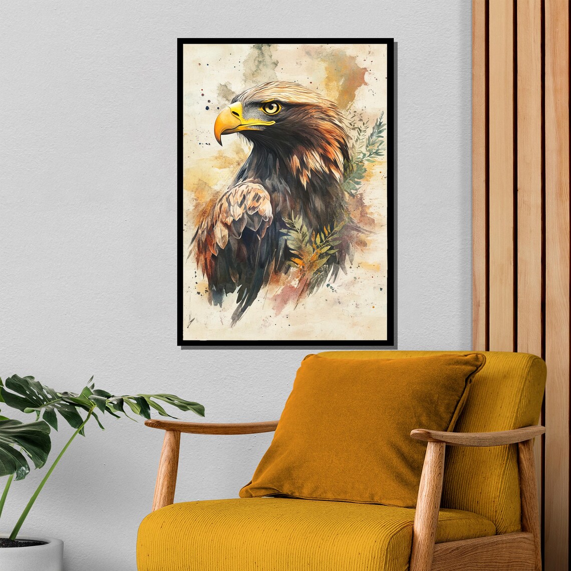 Golden Hunter Watercolor Eagle Head Regal Bird of Prey Poster - Image 4