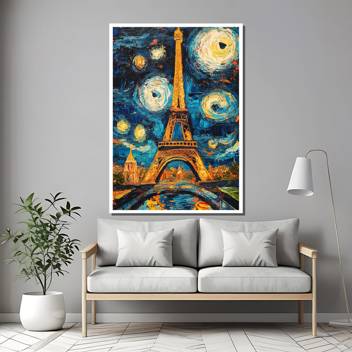 Starry Night Eiffel Tower Paris Van Gogh Inspired Swirling Sky Poster - Image 2