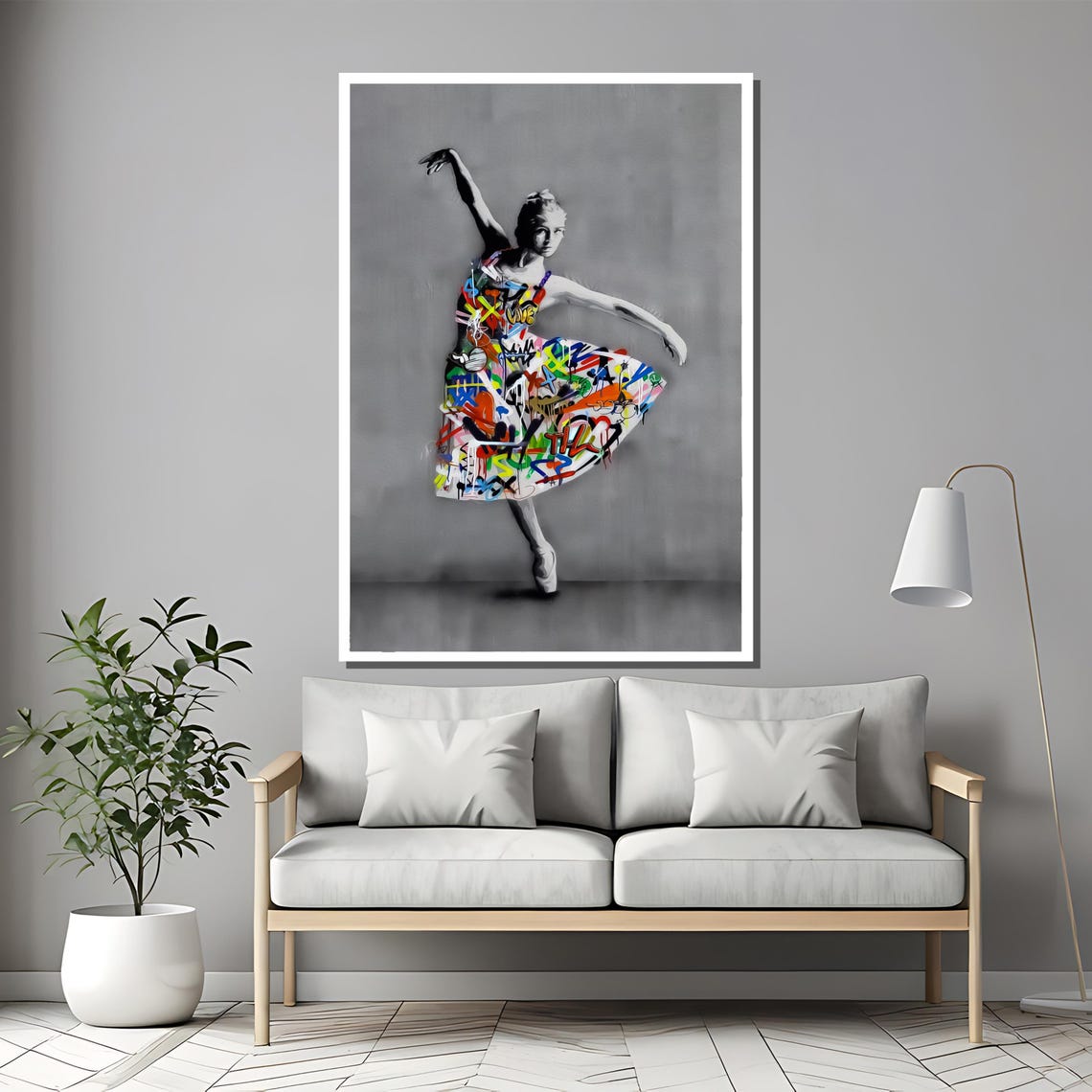 Ballerina Graffiti Tutu Black White Dance Art Ballet Elegant Poster - Image 2