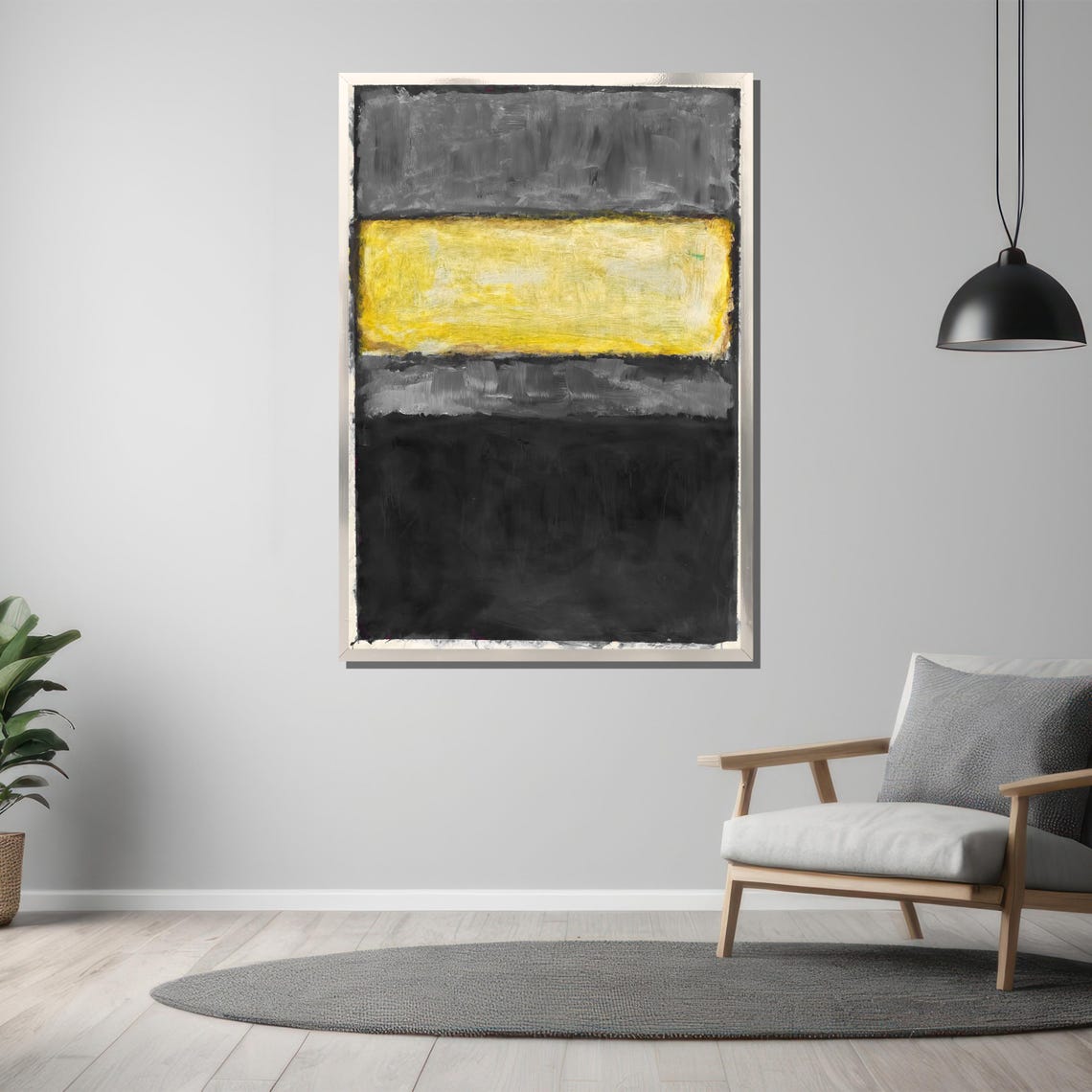 Gray Yellow and Black Stacked Color Field Rothko Inspired Poster - Image 3