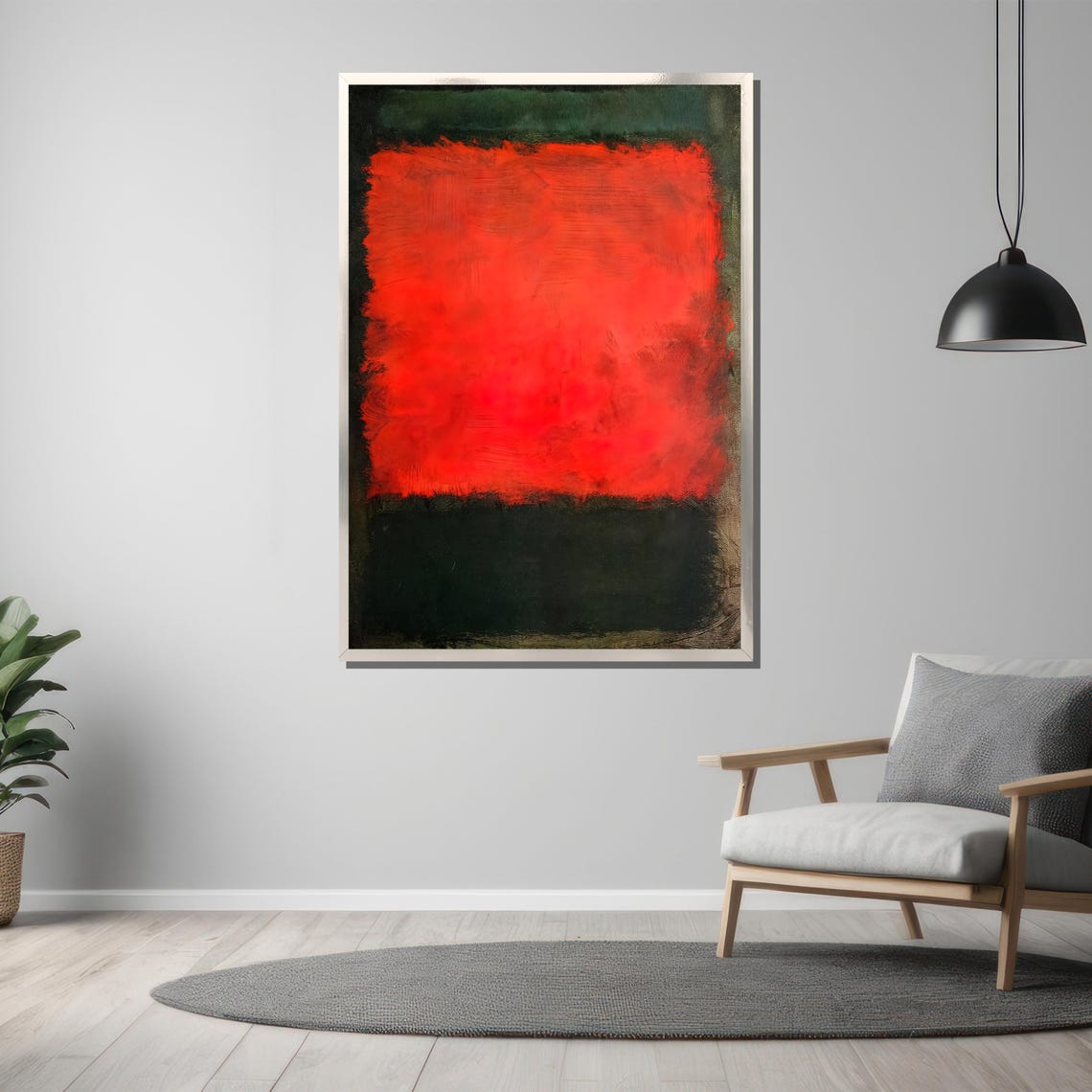 Bold Abstract Painting By Mark Rothkos Red And Deep Green Palette Vibrant Statement Art Gift For Modern Homes - Image 3