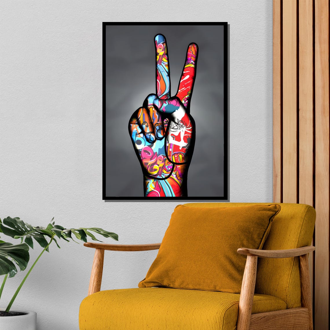 Graffiti Peace Sign Hand Pop Street Art Colorful Elegant Poster - Image 4