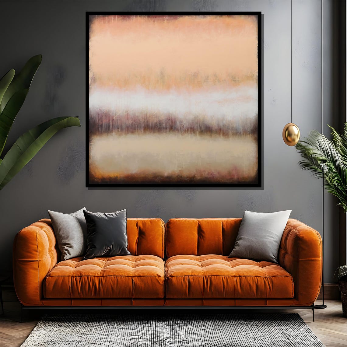 Neutral Beige Blush and Gray Abstract Horizon Bands Modern Poster - Image 5