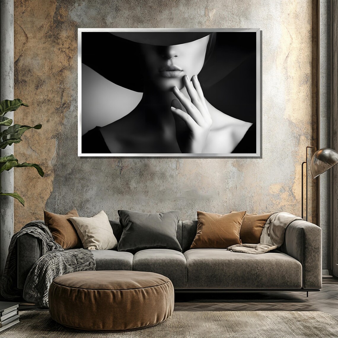 Elegant Black And White Mystery Woman Hollywood Glamour Poster - Image 3