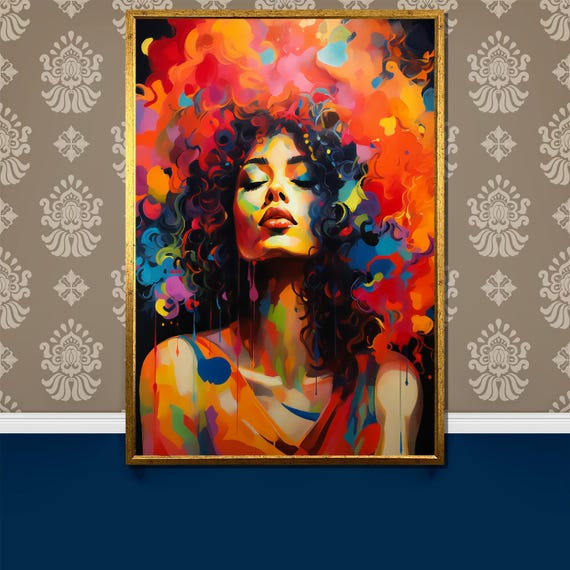 Vibrant Expression Painting Bold And Colorful Portrait Gift For Art Enthusiasts And Modern Home Decor