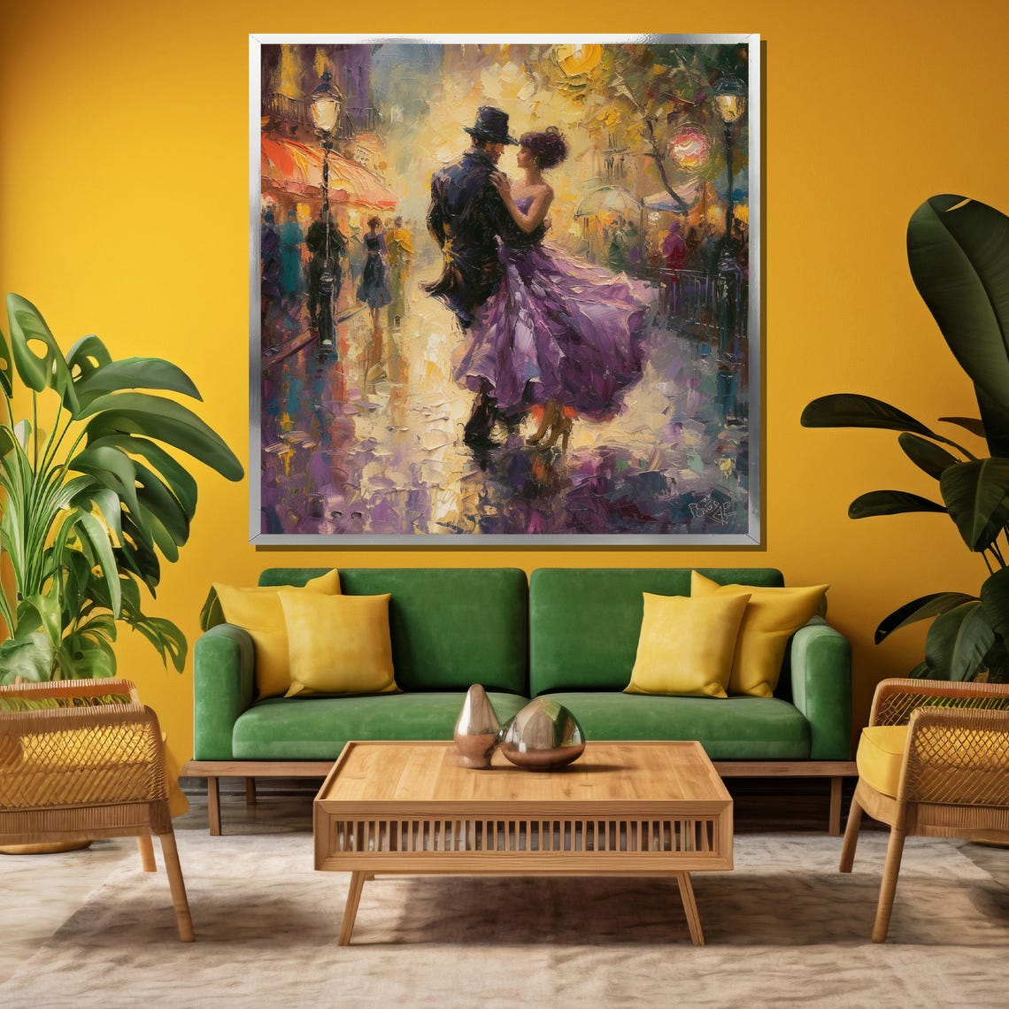 Romantic Couple Dancing Under Streetlights Night City Poster - Image 3