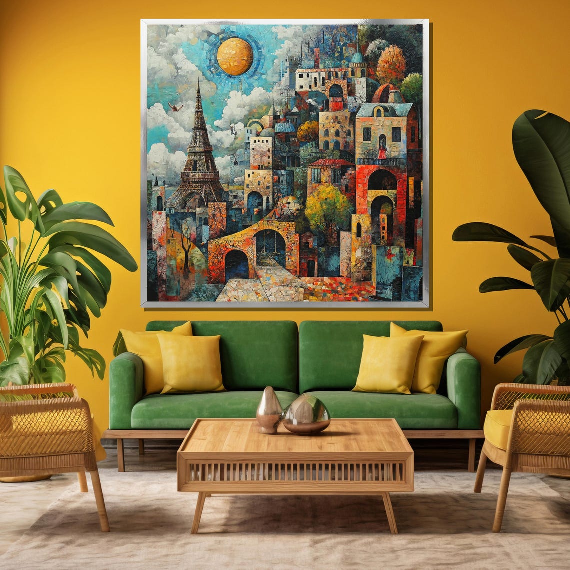 Eiffel Tower Paris Mosaic Fantasy Colorful Dream Cityscape Poster - Image 3