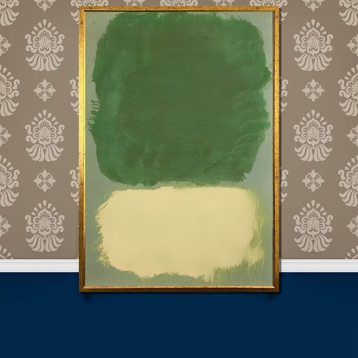 Rothko-Style Green Cream Color-Field Abstract Painting Poster