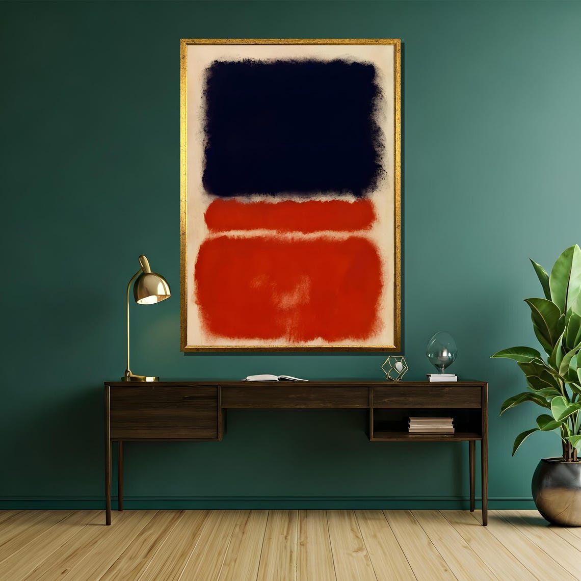 Rothko Style Black And Red On Cream Color Field Abstract Poster - Image 5