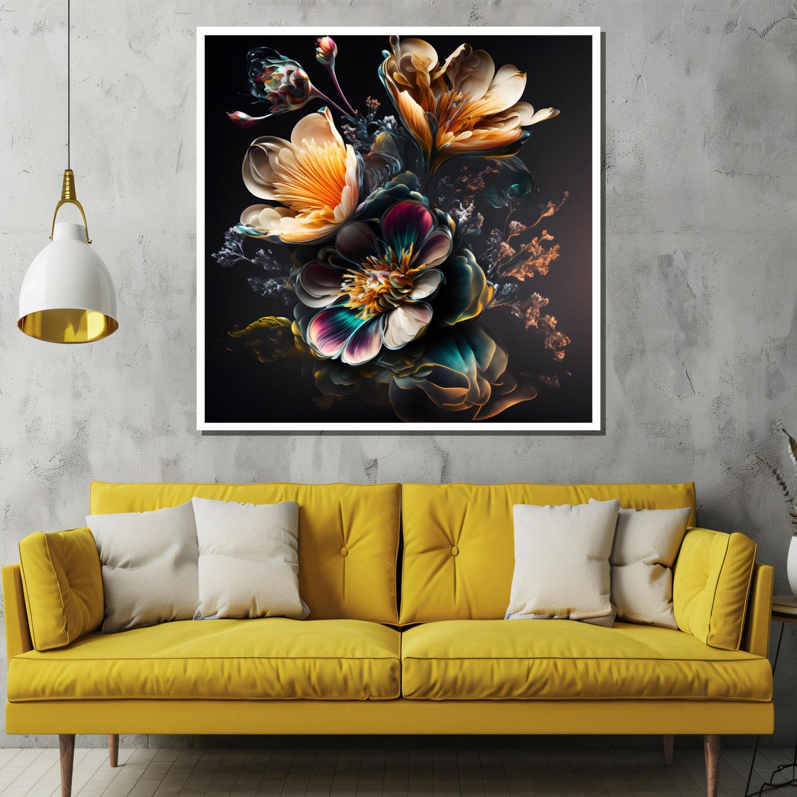 Iridescent Abstract Floral Explosion on a Deep Black Art Poster - Image 2