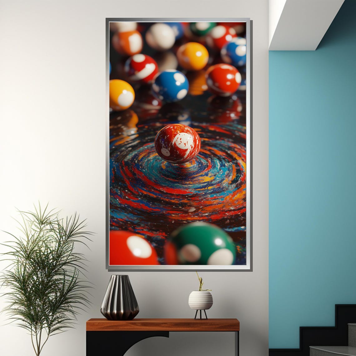 Abstract Billiards Painting Monet Inspired Pool Ball Art Swirling Colorful Game Room Decor Vibrant Impressionist Wall Print Gift - Image 3