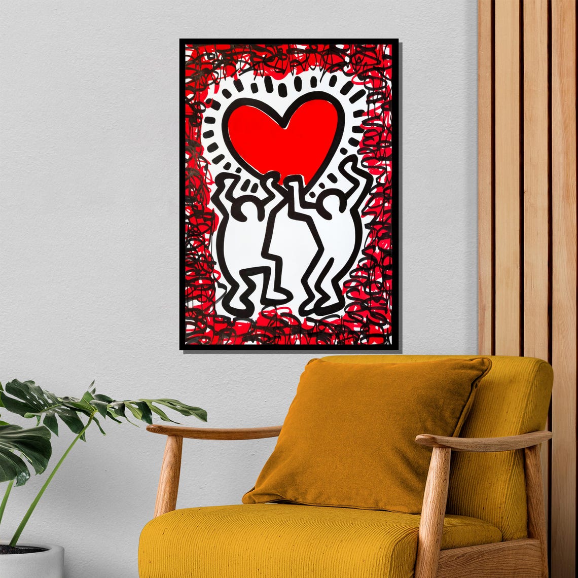 Pop Art Heart Lovers Red Black Urban Love Street Style Poster - Image 4