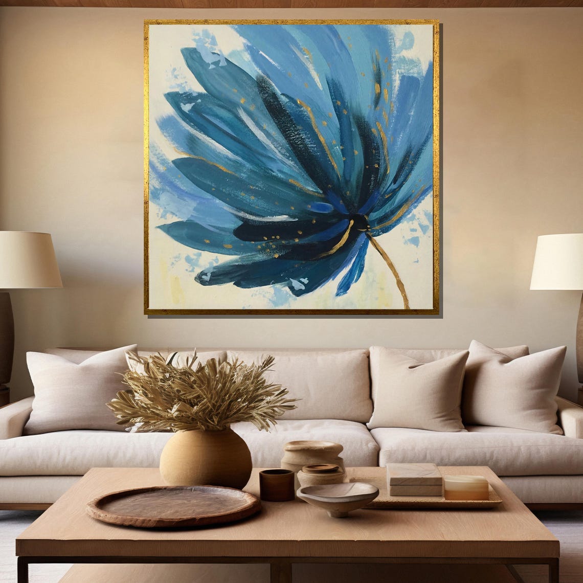 Light Blue Abstract Bloom On White Minimalist Floral Art Poster - Image 5