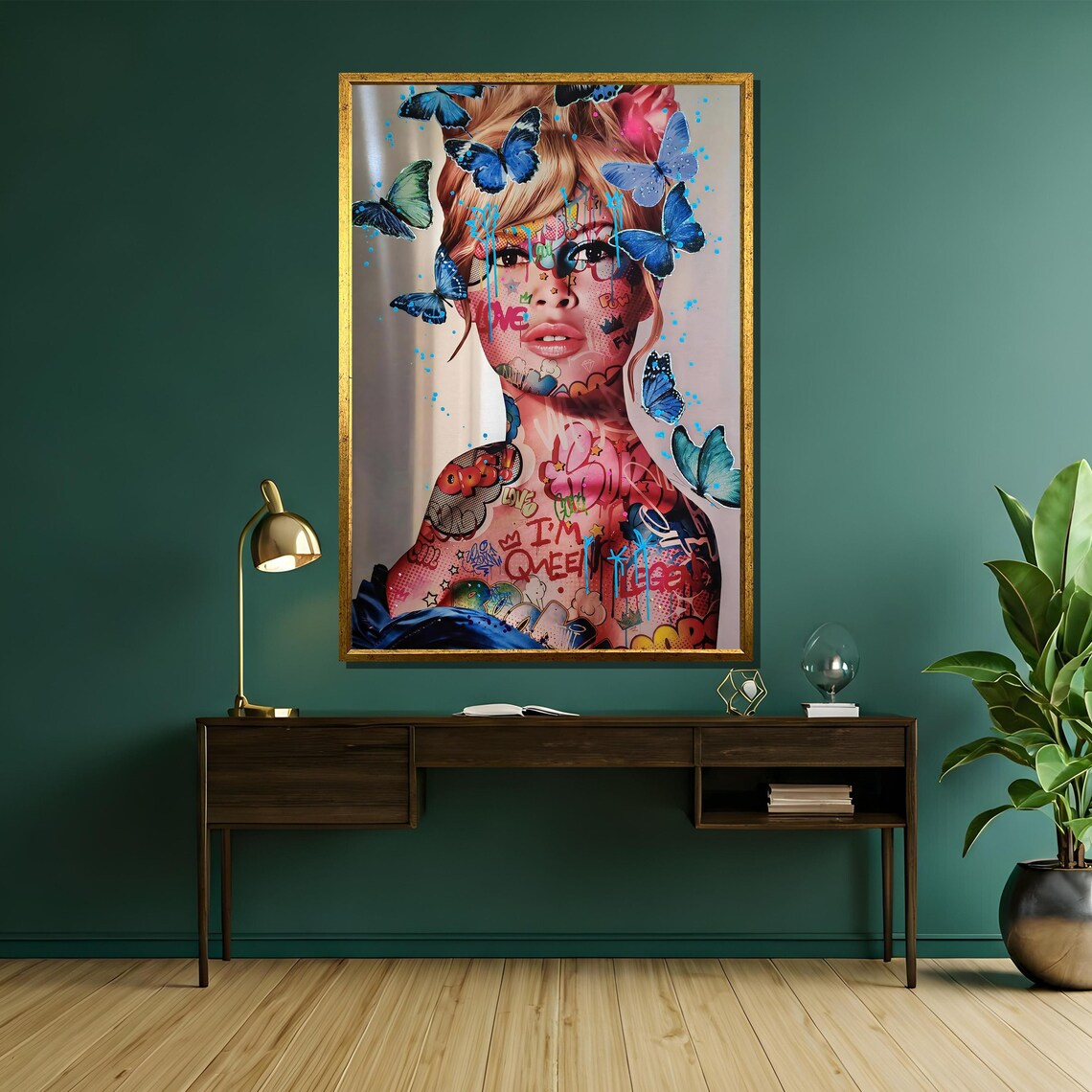 Butterfly Woman Graffiti Body Pop Art Portrait Colorful Poster - Image 5