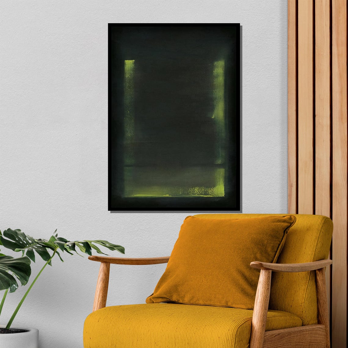 Dark Green Abstract With Subtle Lime Highlights Minimalist Wall Poster - Image 4
