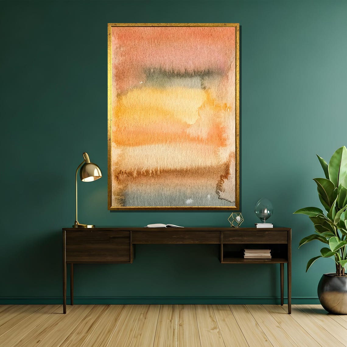 Warm Sunset Watercolor Wash Coral Amber Abstract Gradient Poster - Image 5